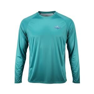 Fish N Vibe Performance Fishing Shirt Blue Long Sleeve Men's XXL